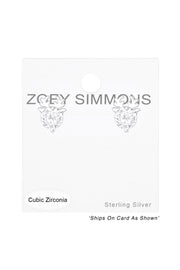 Sterling Silver Deer Ear Studs With Cubic Zirconia - SS