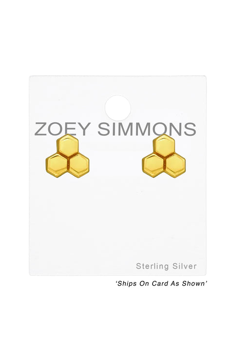 Sterling Silver Honeycomb Ear Studs - VM
