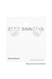 Sterling Silver Shell Ear Studs With Cubic Zirconia - SS