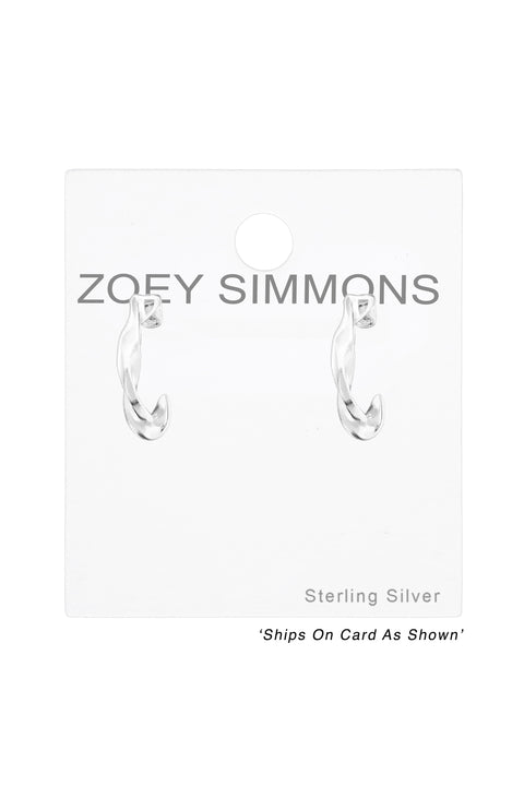 Sterling Silver Twisted Half Hoop Ear Studs - SS