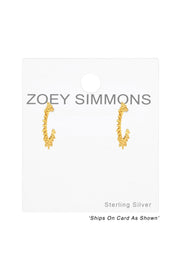 Sterling Silver Half Hoop Sun Rays Ear Studs - VM