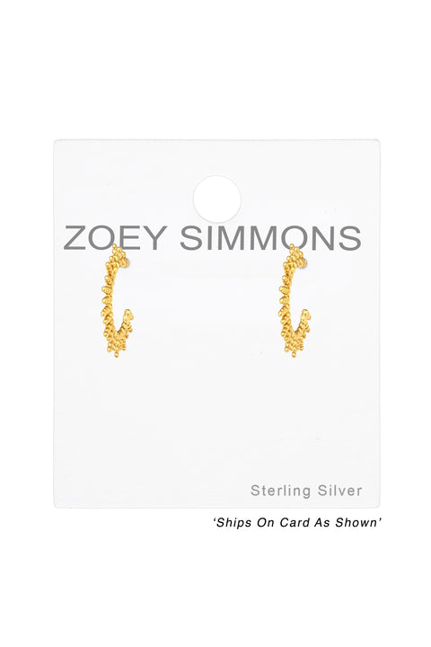 Sterling Silver Half Hoop Sun Rays Ear Studs - VM