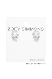 Sterling Silver Lion Head Hnocker Ear Studs - SS