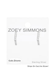 Sterling Silver Triangle Ear Studs With Cubic Zirconia - SS