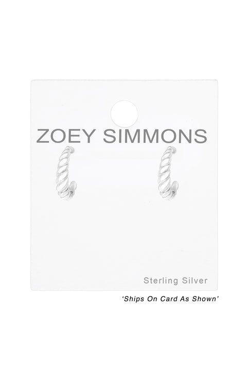 Sterling Silver Half Hoop Ear Studs - SS