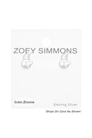 Sterling Silver Snowflake Ear Studs With Cubic Zirconia - SS