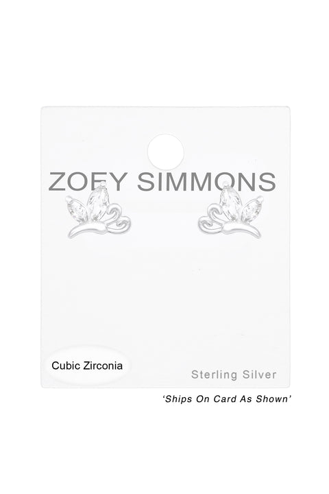 Sterling Silver Dragonfly Ear Studs With Cubic Zirconia - SS