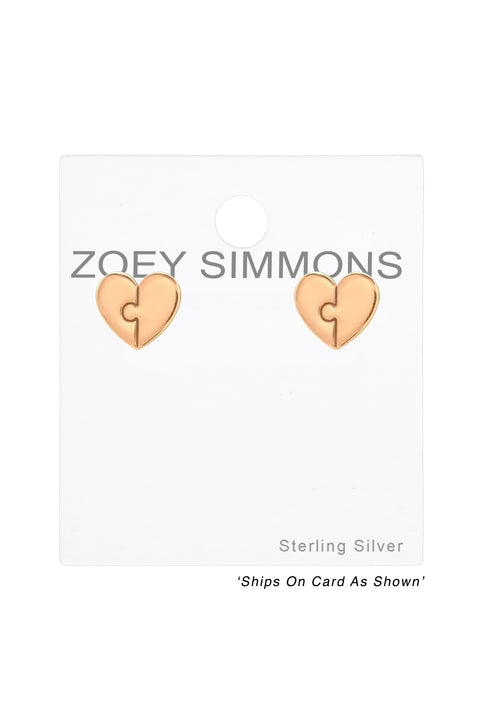 Sterling Silver Heart Ear Studs - RG