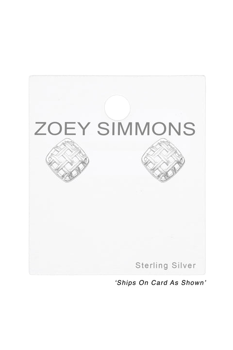 Sterling Silver Square Ear Studs - SS