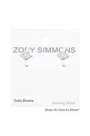 Sterling Silver Evil Eye Half Hoop Ear Studs With CZ - SS