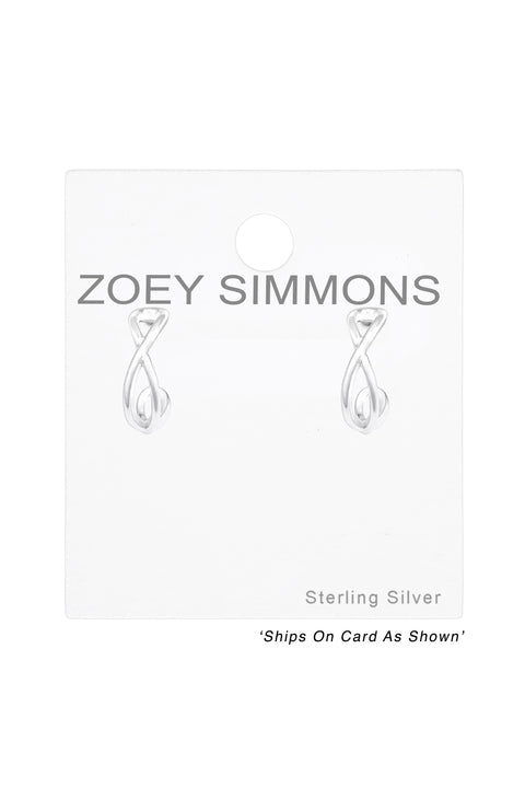 Sterling Silver Half Hoop Ear Studs - SS