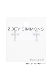 Sterling Silver Cross Ear Studs - SS