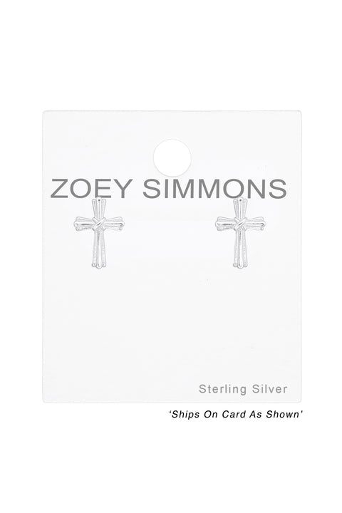 Sterling Silver Cross Ear Studs - SS