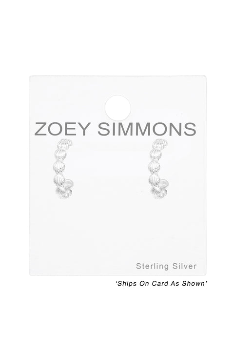 Sterling Silver Half Hoop Ear Studs - SS
