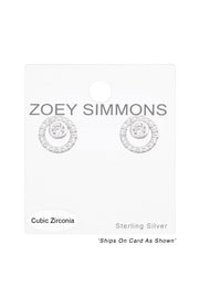 Sterling Silver Circle Ear Studs With Cubic Zirconia - SS