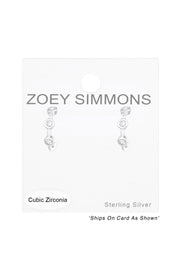 Sterling Silver Half Hoop Ear Studs With Cubic Zirconia - SS