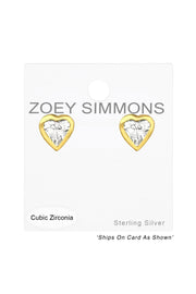 Sterling Silver Heart Ear Studs With Cubic Zirconia - VM