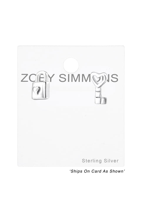 Sterling Silver Key Ear Studs - SS