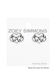 Sterling Silver Celtic Heart Ear Studs - SS