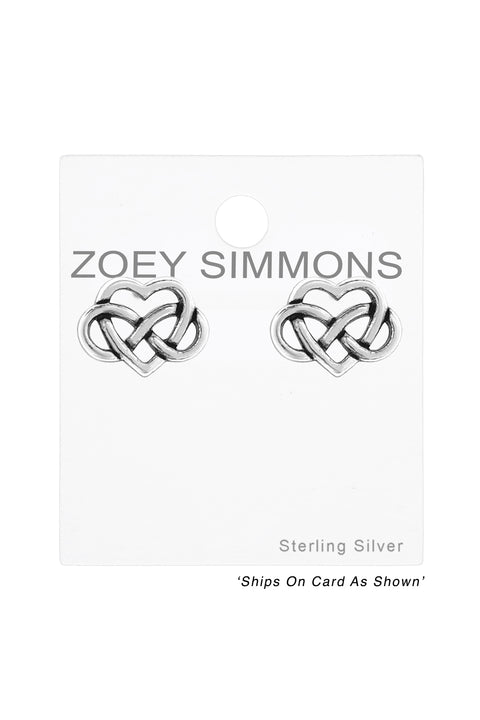 Sterling Silver Celtic Heart Ear Studs - SS