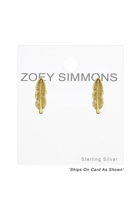 Sterling Silver Feather Ear Studs - VM