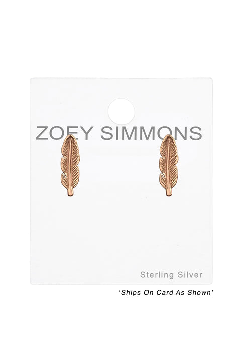 Sterling Silver Feather Ear Studs - RG