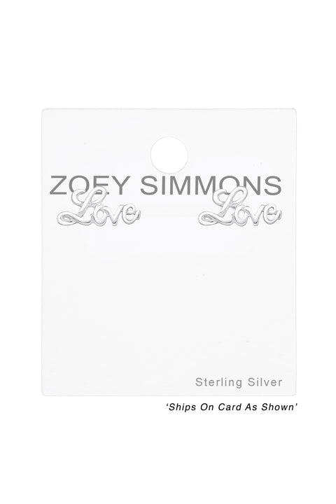 Sterling Silver Love Ear Studs - SS