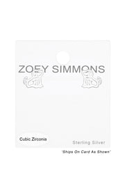Sterling Silver Dog Ear Studs With Cubic Zirconia - SS