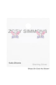 Sterling Silver Butterfly Ear Studs With Cubic Zirconia - SS