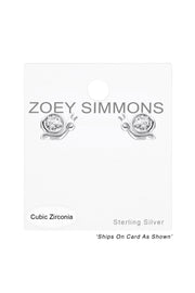 Sterling Silver Snail Ear Studs With Cubic Zirconia - SS