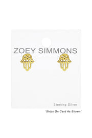 Sterling Silver Hamsa Ear Studs - VM