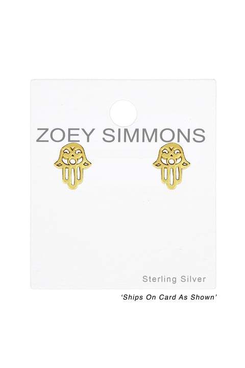 Sterling Silver Hamsa Ear Studs - VM