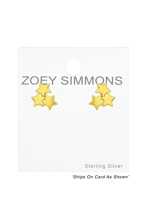 Sterling Silver Triple Star Ear Studs - VM