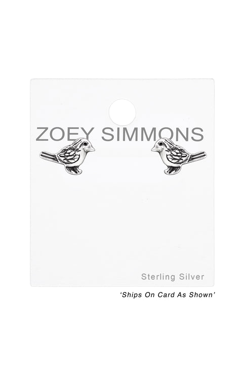Sterling Silver Bird Ear Studs - SS