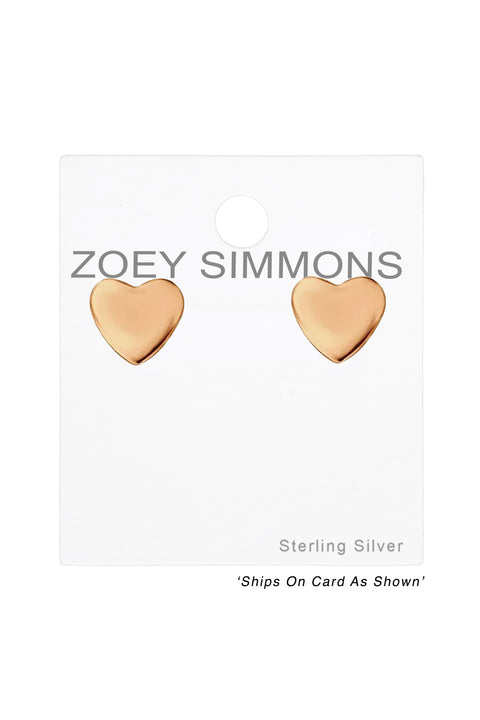 Sterling Silver 3D Heart Ear Studs - RG