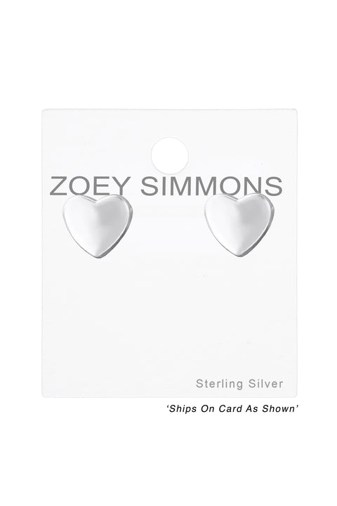 Sterling Silver 3D Heart Ear Studs - SS