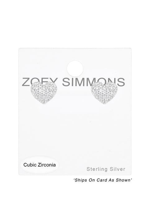 Premium Children's Sterling Silver Heart Ear Studs & CZ - SS