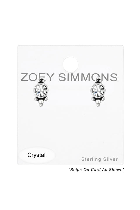 Sterling Silver Marquise Ear Studs With Crystal - SS