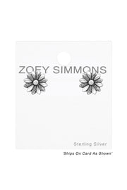 Sterling Silver Flower Ear Studs - SS