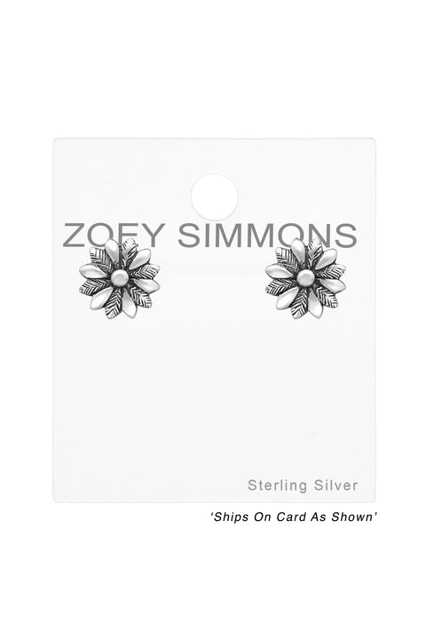 Sterling Silver Flower Ear Studs - SS