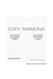 Sterling Silver Round Ear Studs With Cubic Zirconia - SS