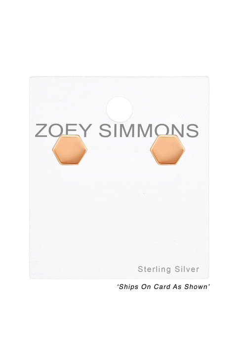 Sterling Silver Hexzagon Ear Studs - RG
