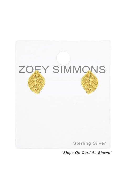 Sterling Silver Leaf Ear Studs - VM
