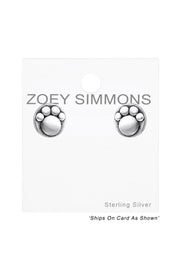 Sterling Silver Paw Print Ear Studs - SS