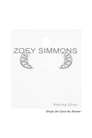 Sterling Silver Geometric Moon Ear Studs - SS