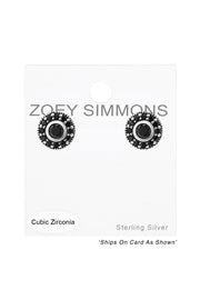 Sterling Silver Round Ear Studs With Cubic Zirconia - SS