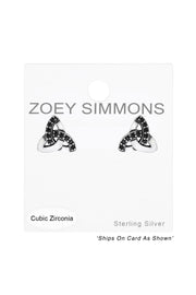 Sterling Silver Celtic Ear Studs With Cubic Zirconia - SS