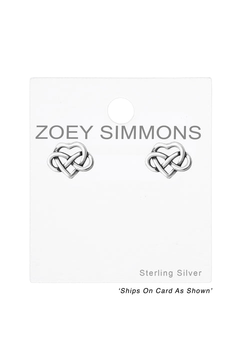Sterling Silver Celtic Heart Ear Studs - SS