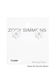 Sterling Silver Laser Cut Snowflake Ear Studs & Crystal - SS