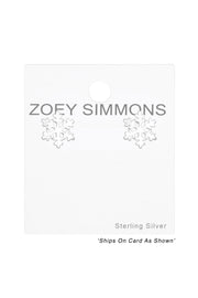 Sterling Silver Laser Cut Snowflake Ear Studs - SS